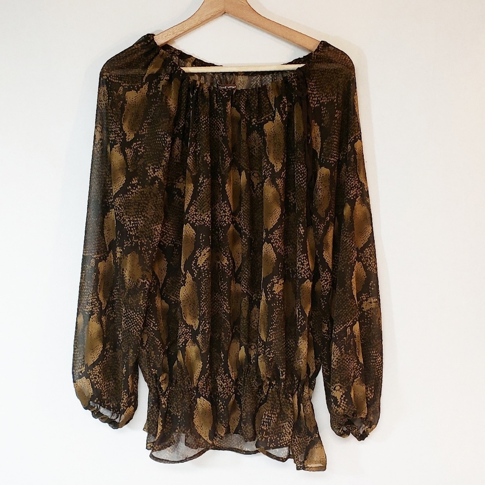 Adrienne Vittadini Sheer Tunic Snake Print Top  8